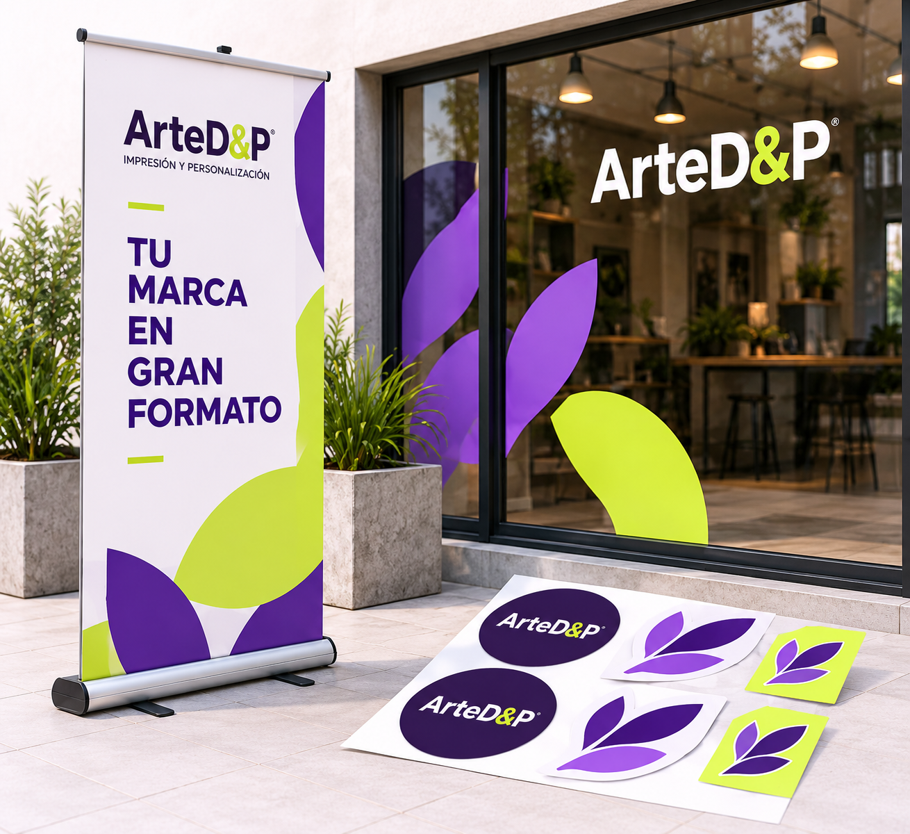 Publicidad en gran formato, escaparate con vinil y stickers